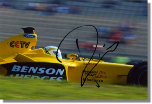 Giancarlo Fisichella gesigneerde Jordan GP Foto, 2003 Giancarlo Fisichella gesigneerde Jordan GP Foto, 2003