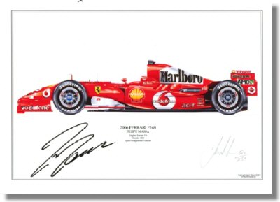 David Wilson on Felipe Massa David Wilson Gesigneerde Ferrari F248 2006 Print